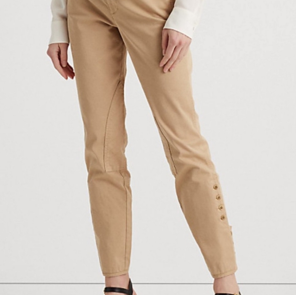 LAUREN RALPH LAUREN TAN KHAKI STRETCH CHINO EQUESTRIAN PANTS